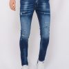 Vaqueros local fanatic | Paint Splatter Ripped Jeans Hombre - Slim Fit -1075- Azul