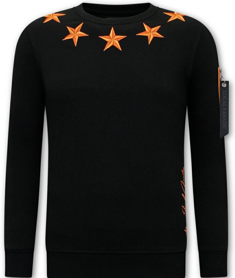 Sudaderas local fanatic | Sudadera Hombre - Royal Stars - Negro / Naranja