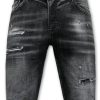 Pantalones Cortos local fanatic | Stonewashed Ripped Short - Slim Fit -1085- Negro