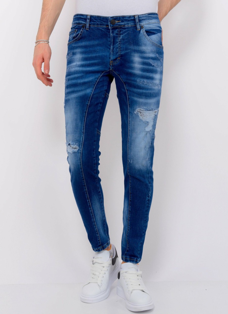 Vaqueros local fanatic | Distressed Ripped Jeans Hombre - Slim Fit -1082- Azul