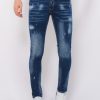 Vaqueros local fanatic | Paint Splatter Jeans Hombre - Slim Fit -1077- Azul