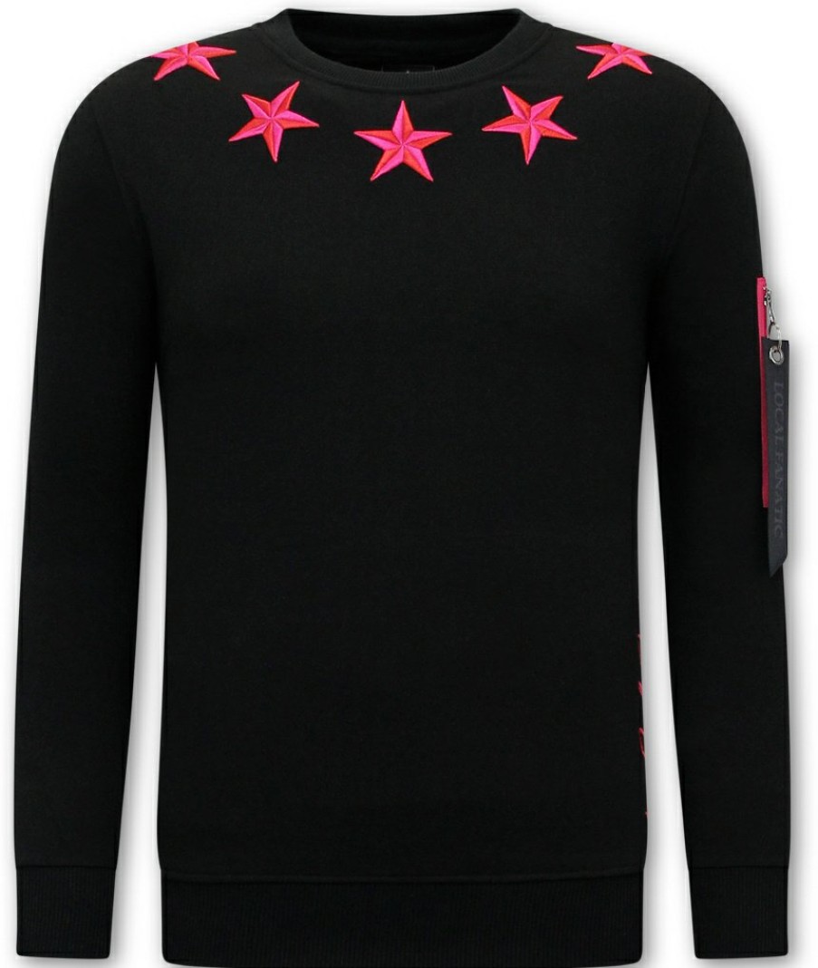 Sudaderas local fanatic | Sudadera Hombre - Royal Stars - Negro / Rosa