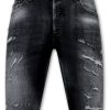 Pantalones Cortos local fanatic | Destroyed Shorts With Paint Splatter - Slim Fit -1086- Negro