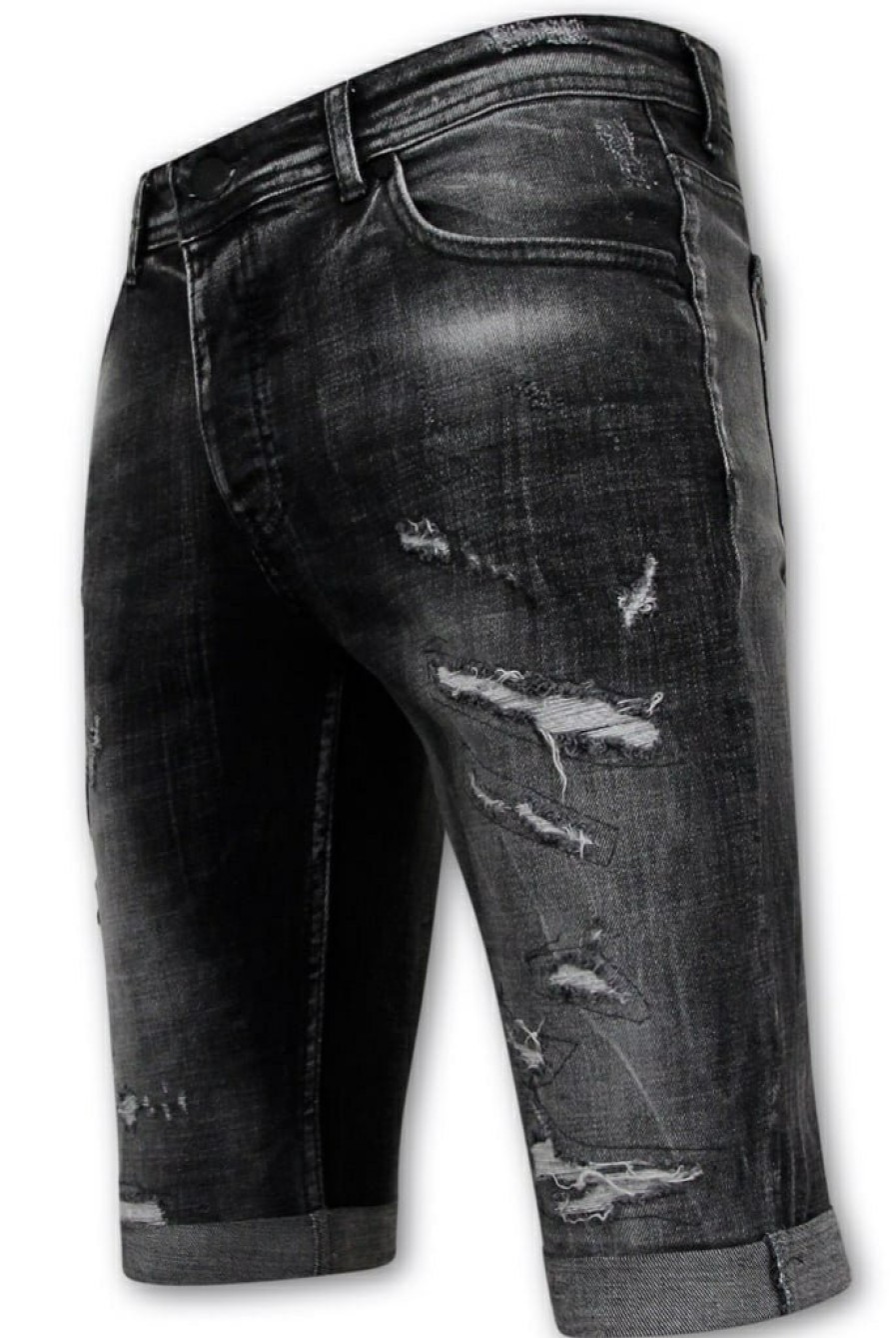 Pantalones Cortos local fanatic | Destroyed Shorts With Paint Splatter - Slim Fit -1086- Negro